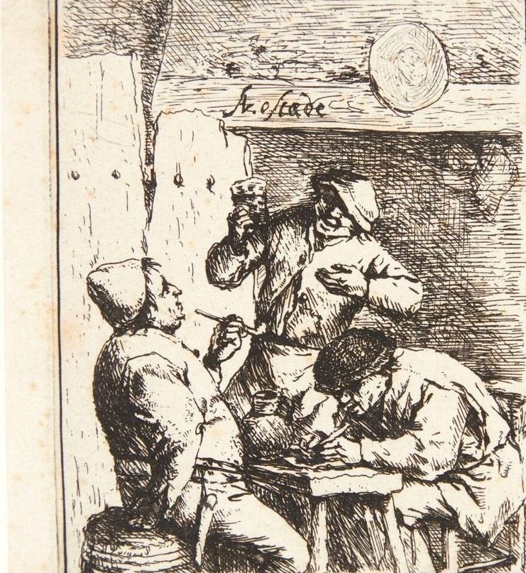 Tre bønder, der ryger og drikker i en krostue by Adriaen van Ostade