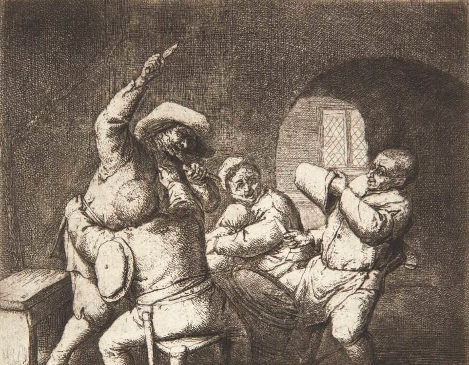 Bønder, der slås by Adriaen van Ostade