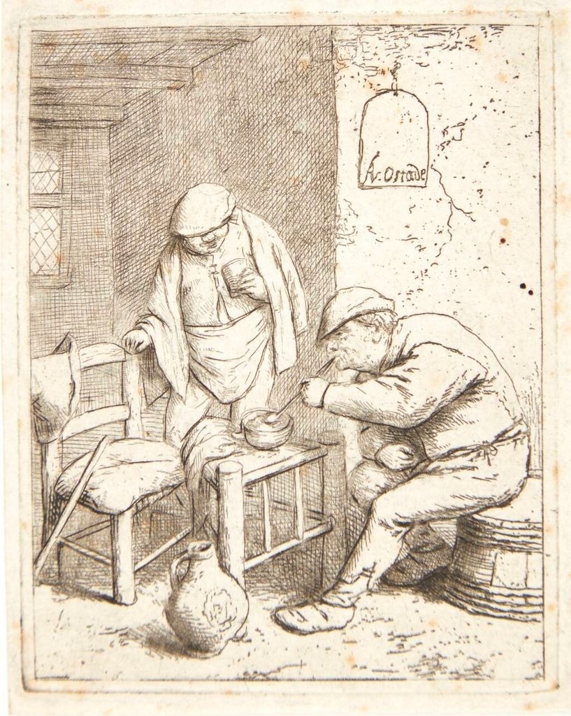 Tre bønder, der ryger og drikker i en krostue by Adriaen van Ostade