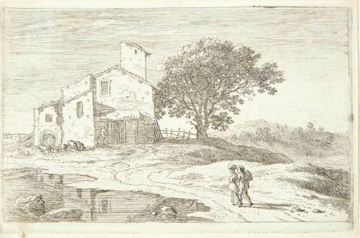 Et stort træ nær et hus by Herman van Swanevelt