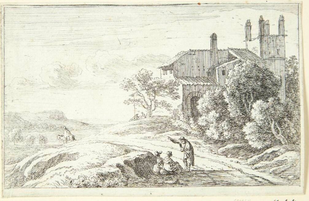 Bygning med et firkantet tårn by Herman van Swanevelt