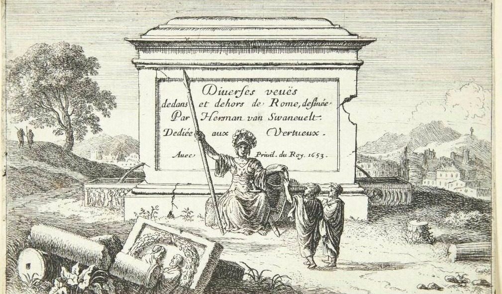Titelblad til "Tolv udsigter fra Rom og omegn" by Herman van Swanevelt