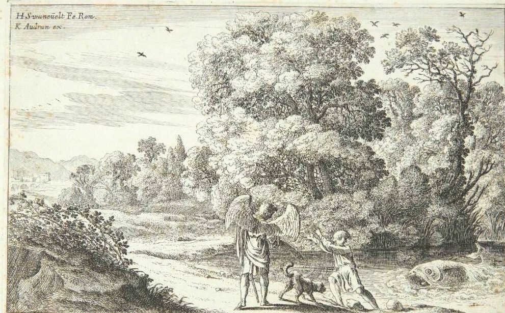 Tobias skræmt af fisken by Herman van Swanevelt