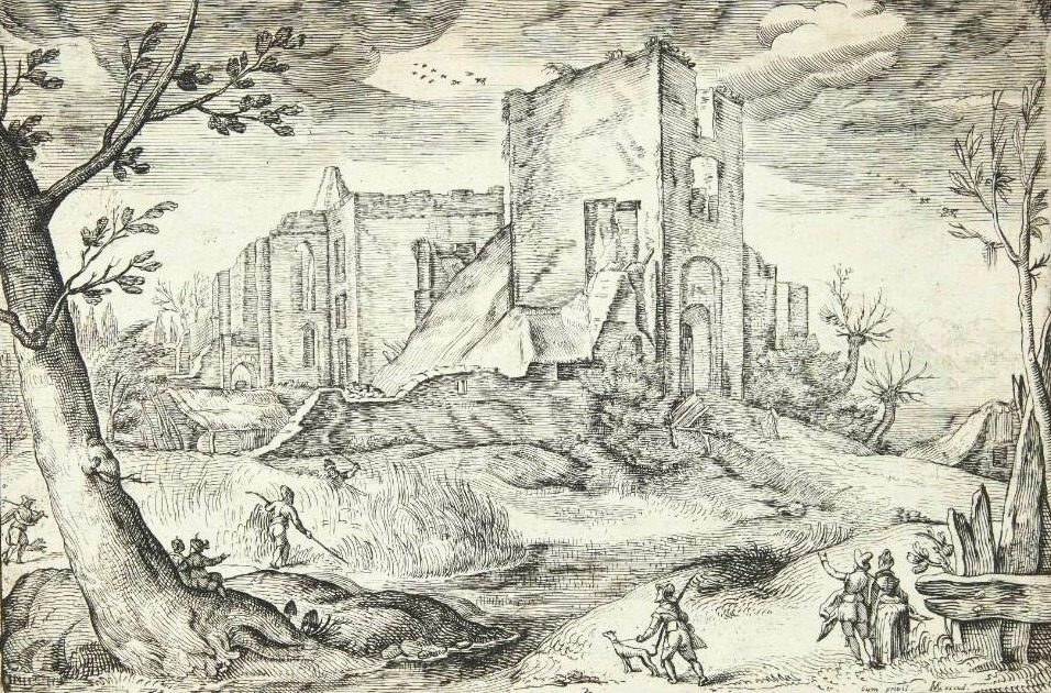 Landskab med ruinerne af slottet Brederode by Gerrit Adriaensz Gauw