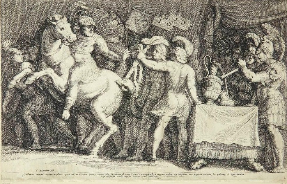 Furius Camillus ankommer til Rom for at forhandle med gallerne by Jan Saenredam