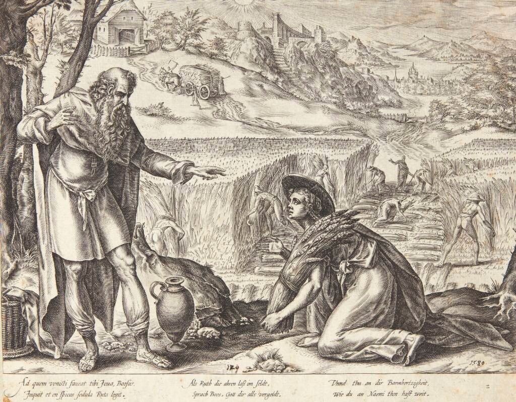 Ruth samler aks på Boaz' marker by Hendrick Goltzius