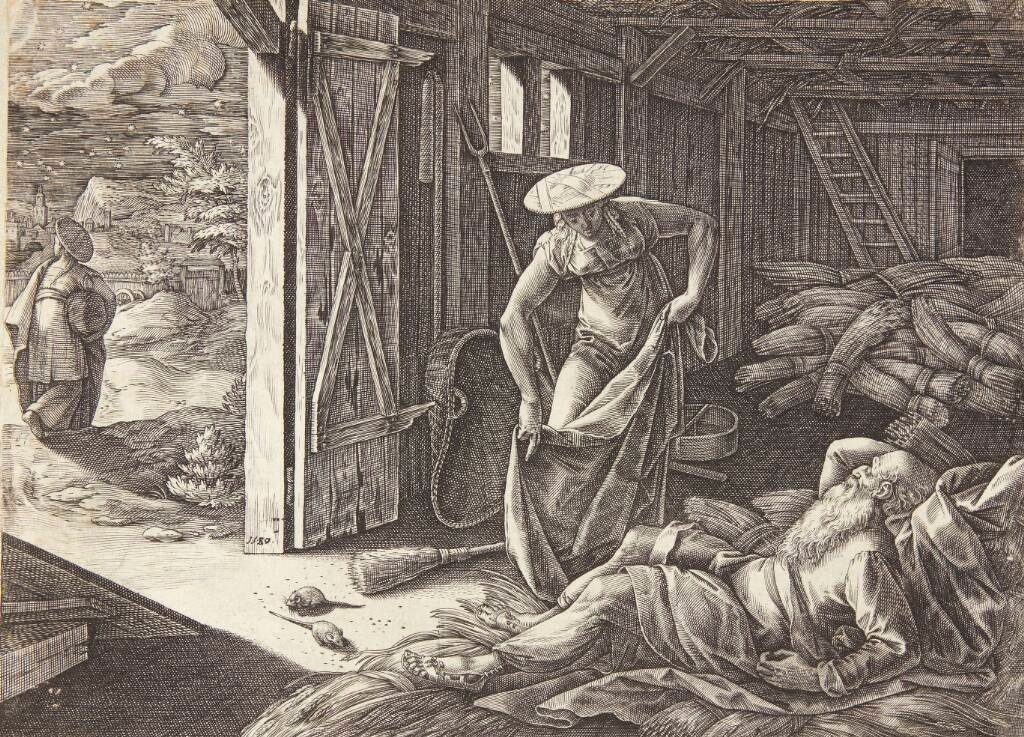Ruth og Boaz på tærskepladsen by Hendrick Goltzius