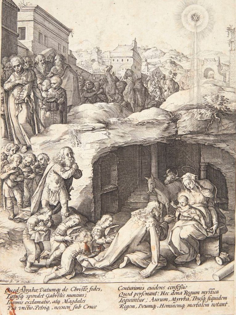 Kongernes tilbedelse by Hendrick Goltzius
