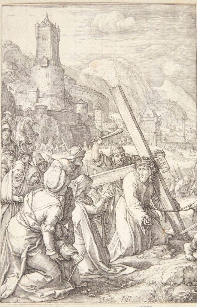 Korsbæringen by Hendrick Goltzius