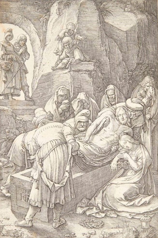 Gravlæggelsen by Hendrick Goltzius