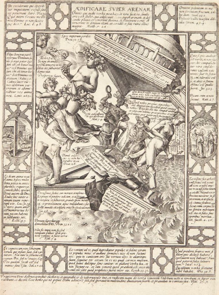 Huset bygget på sandet by Hendrick Goltzius