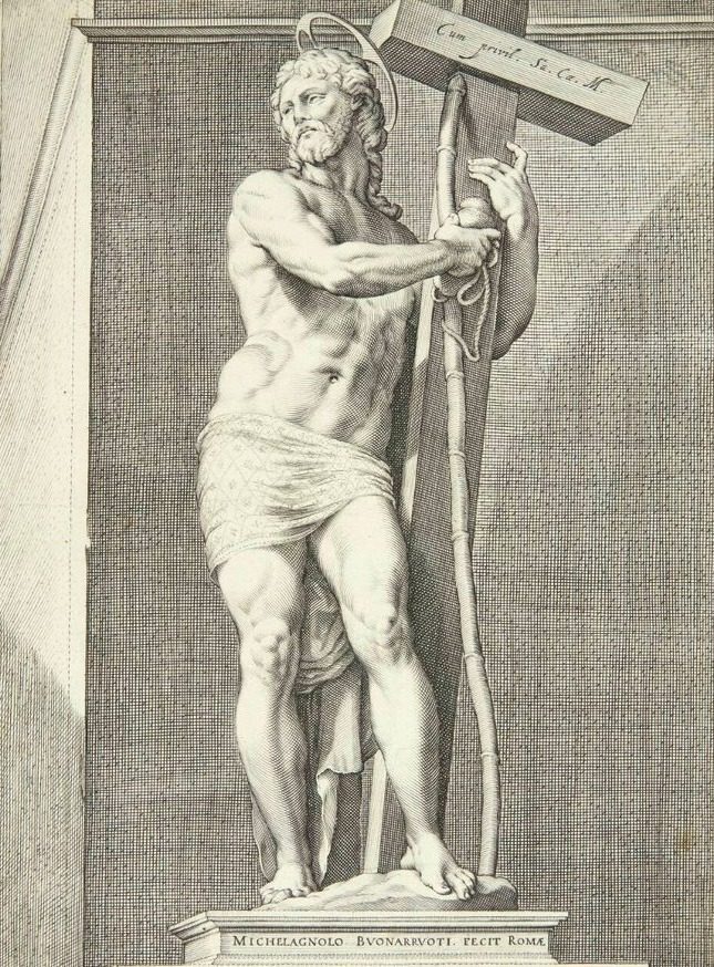 Jesus stående med korset by Jacob Matham