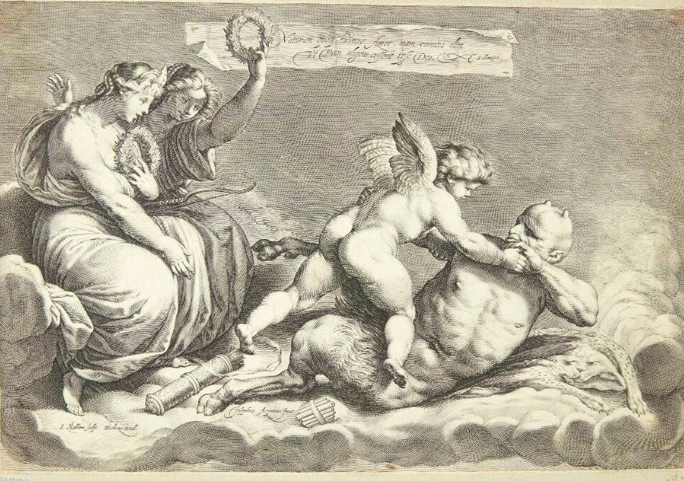 Amor besejrer Pan by Jacob Matham