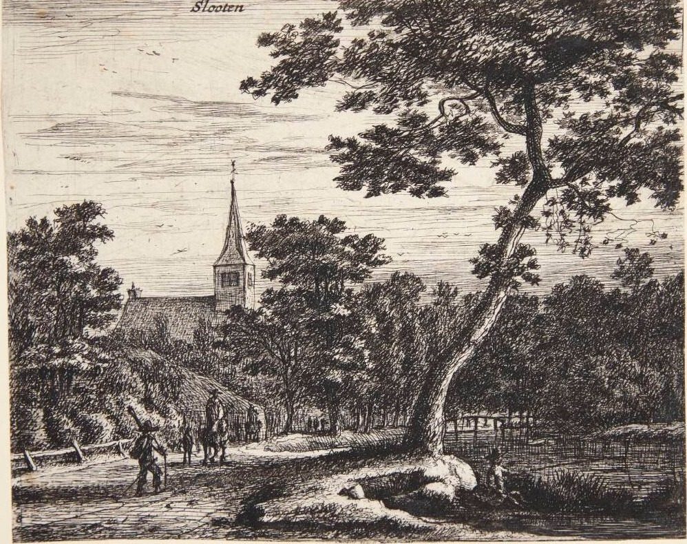 Udsigt mod kirken i Sloten by Roelant Roghman