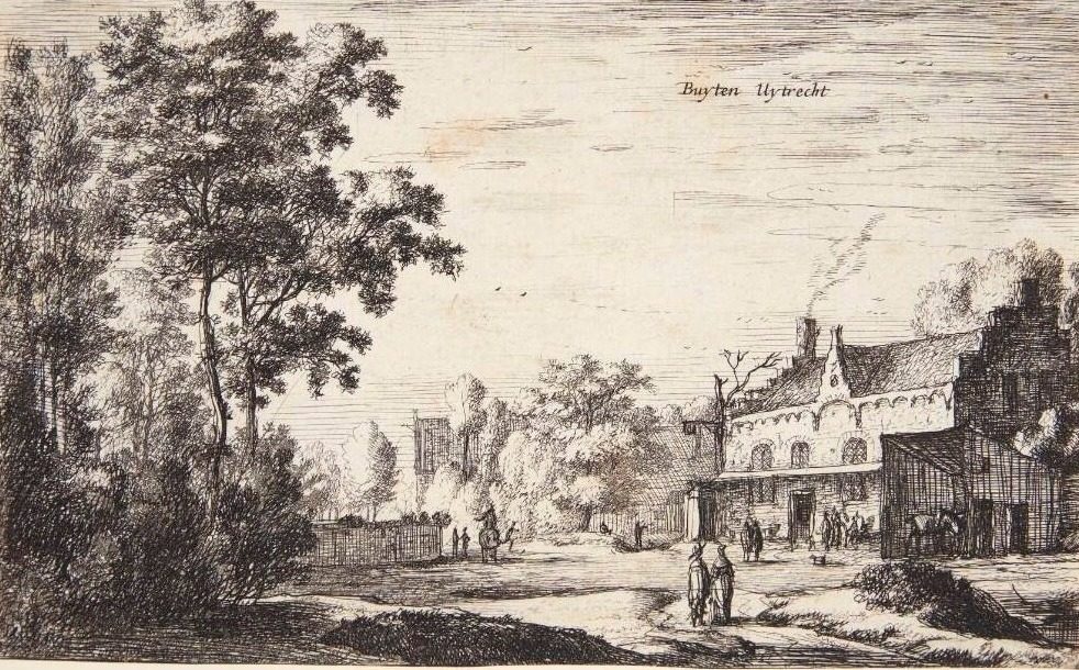 Landskab med huse ved Utrecht by Roelant Roghman