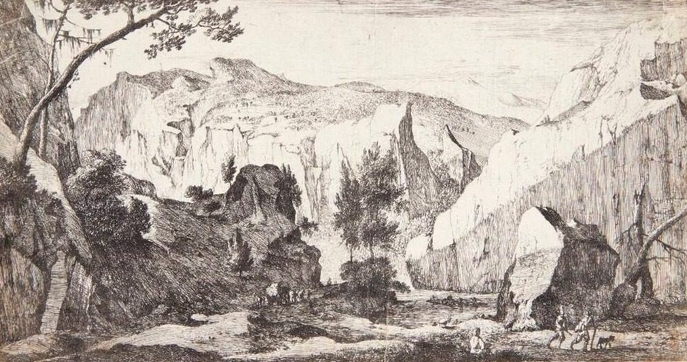 Bjerglandskab med klipper by Roelant Roghman