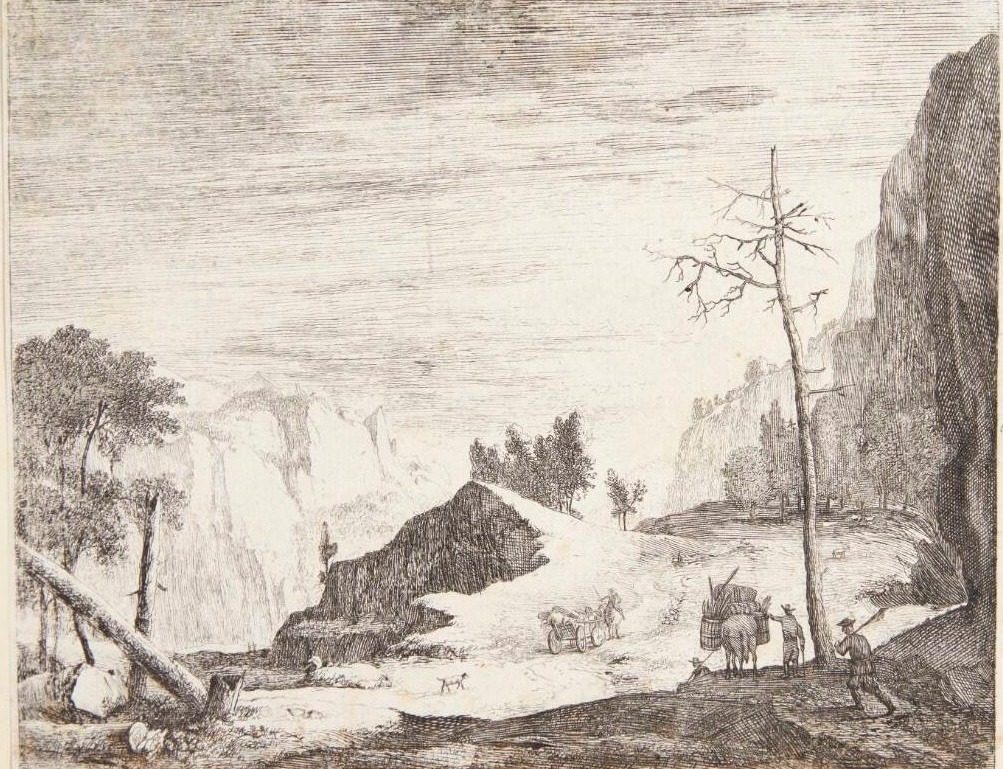 Vej gennem et bjerglandskab by Roelant Roghman