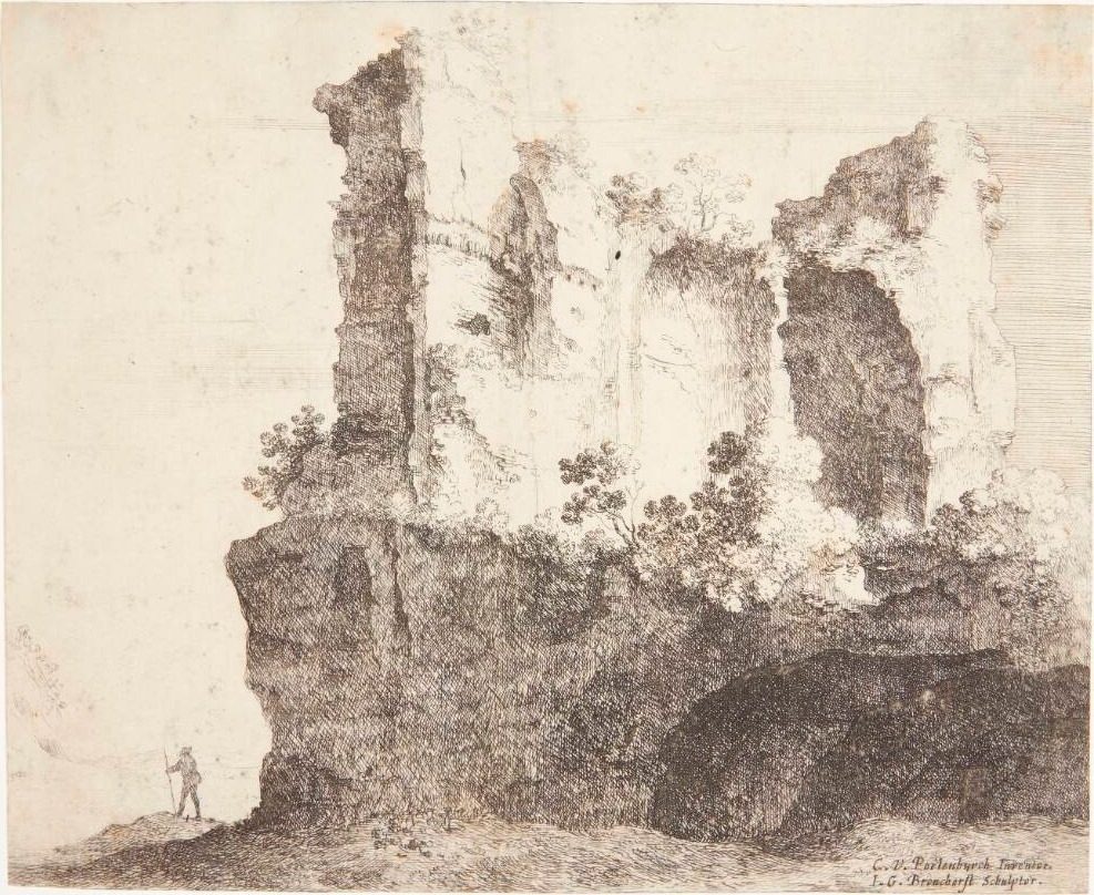 Ruinerne af Marius' trofæer (ruinerne af Nymphaeum Alexandri) by Jan Gerritsz van Bronchorst