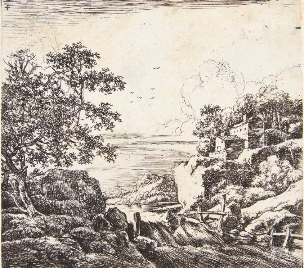 Landskab med lille vandfald by Herman Naiwincx