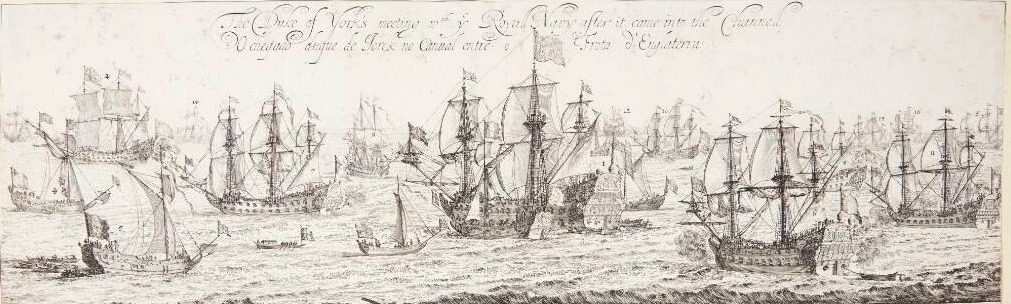 Hertugen af York møder den kongelige flåde i Kanalen by Dirk Stoop