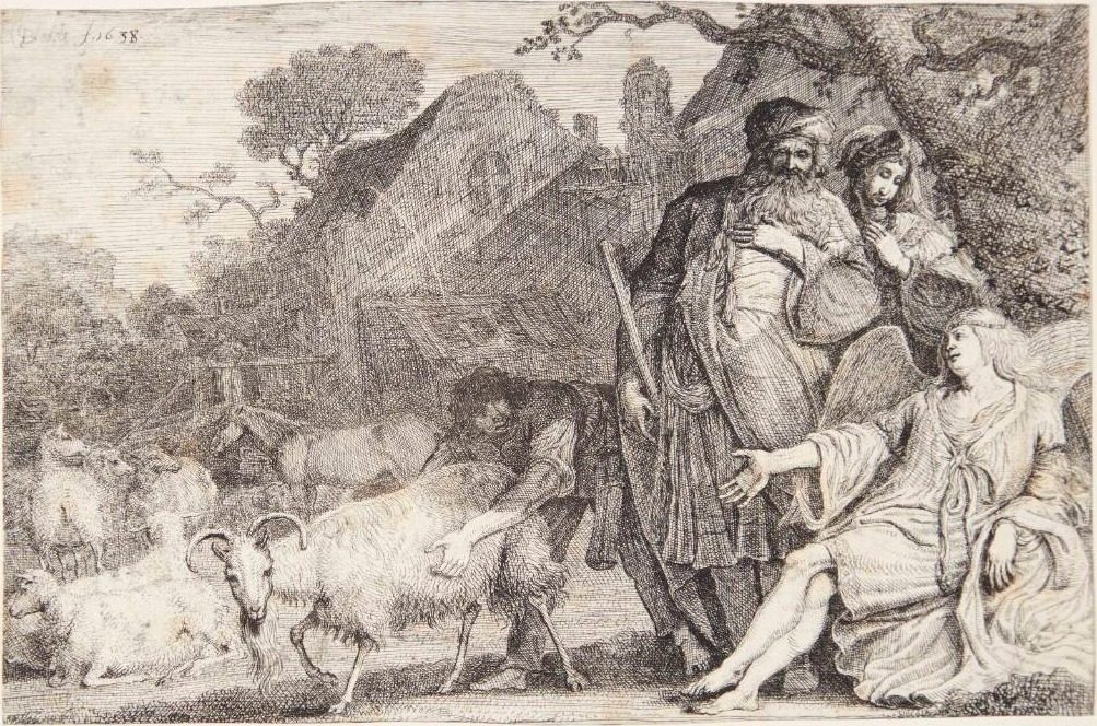 Englen lover Abraham en søn by Gerrit Claesz. Bleker