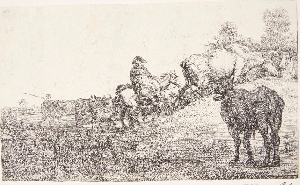 En hjord drives frem by Gerrit Claesz. Bleker