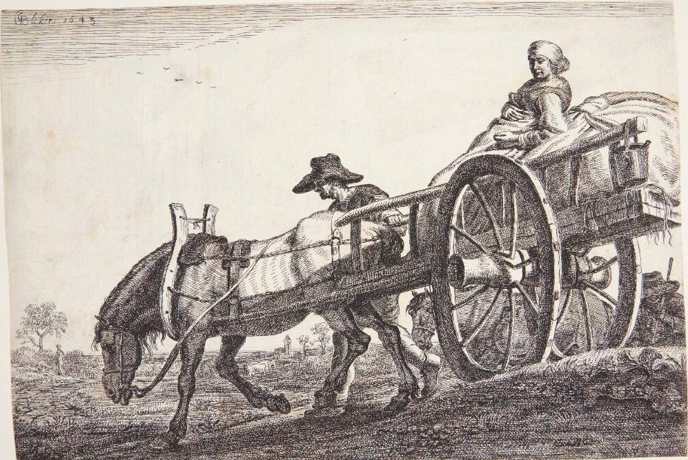 En tohjulet vogn by Gerrit Claesz. Bleker