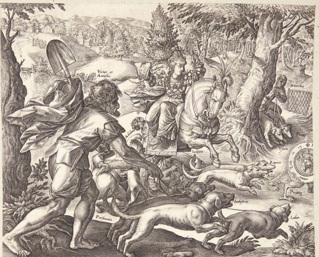 Jagten efter penge by Hendrick Goltzius