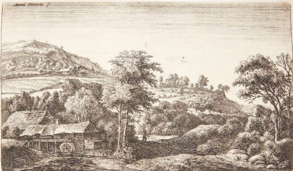 Landsby i en dal by Anthonie Waterloo