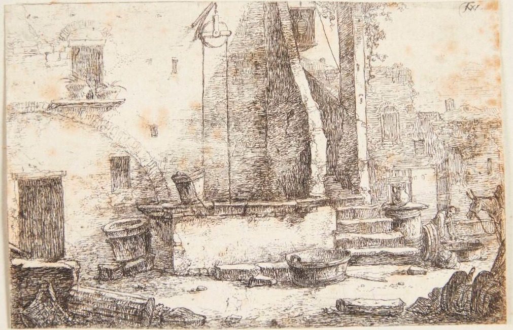 Brønd ved et hus by Thomas Wijck