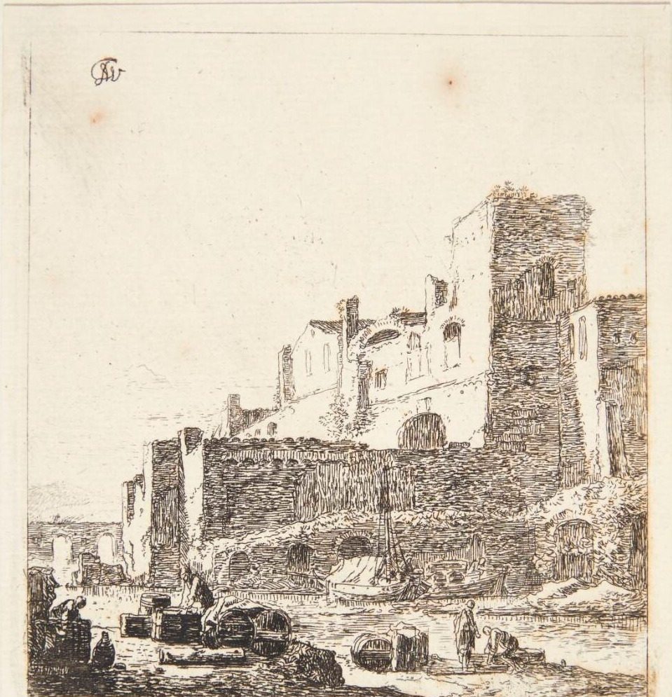 Sømænd ved en flodbred by Thomas Wijck