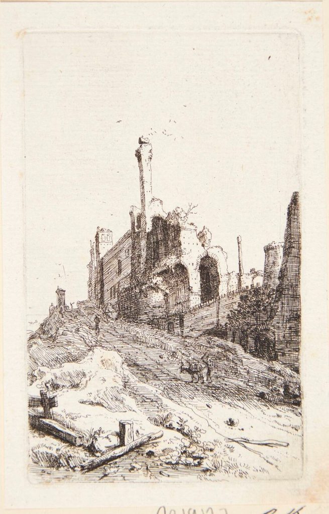 Forfaldent palads ved Tivoli by Bartholomeus Breenbergh