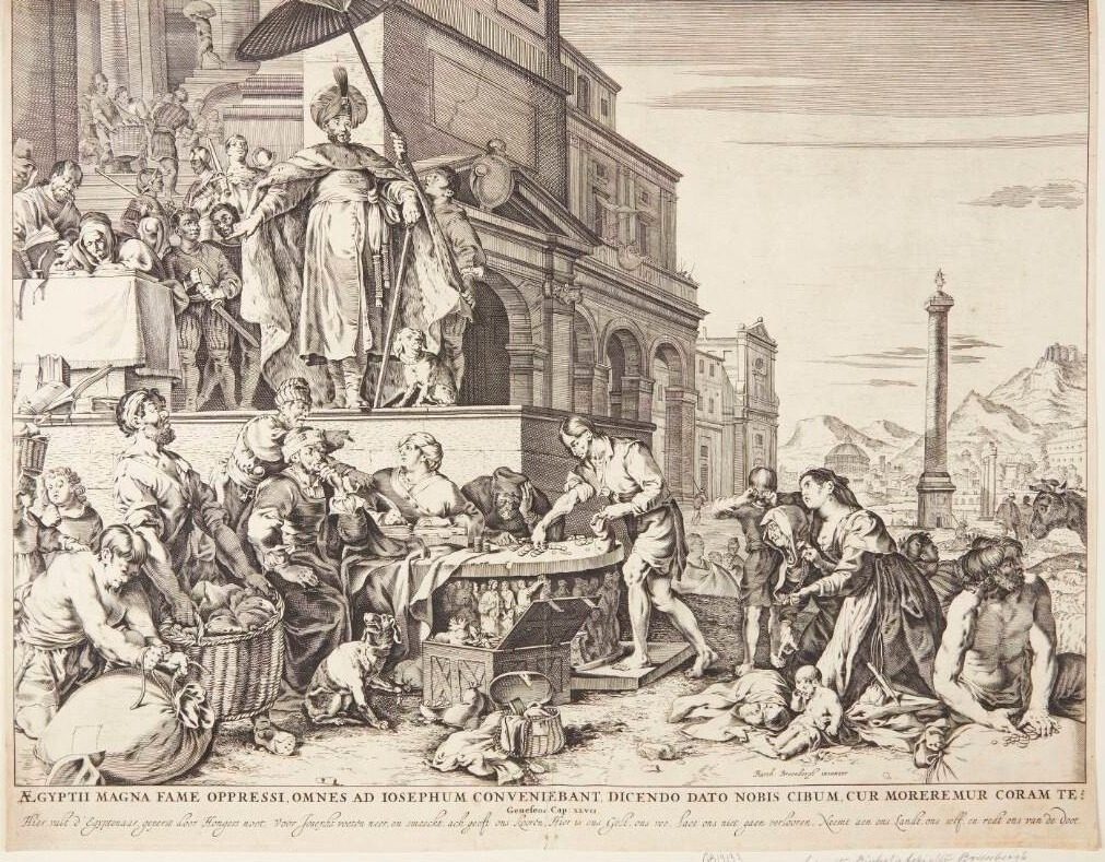 Josef uddeler kornet i Egypten by Bartholomeus Breenbergh