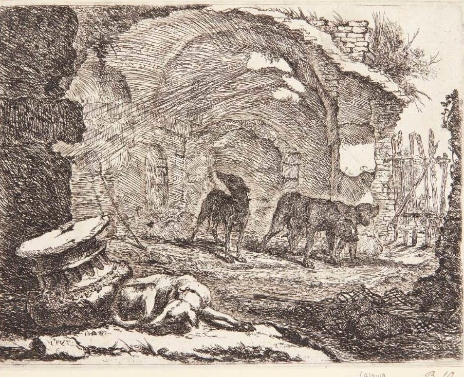 Hunde ved en ruin by Joannes Fijt