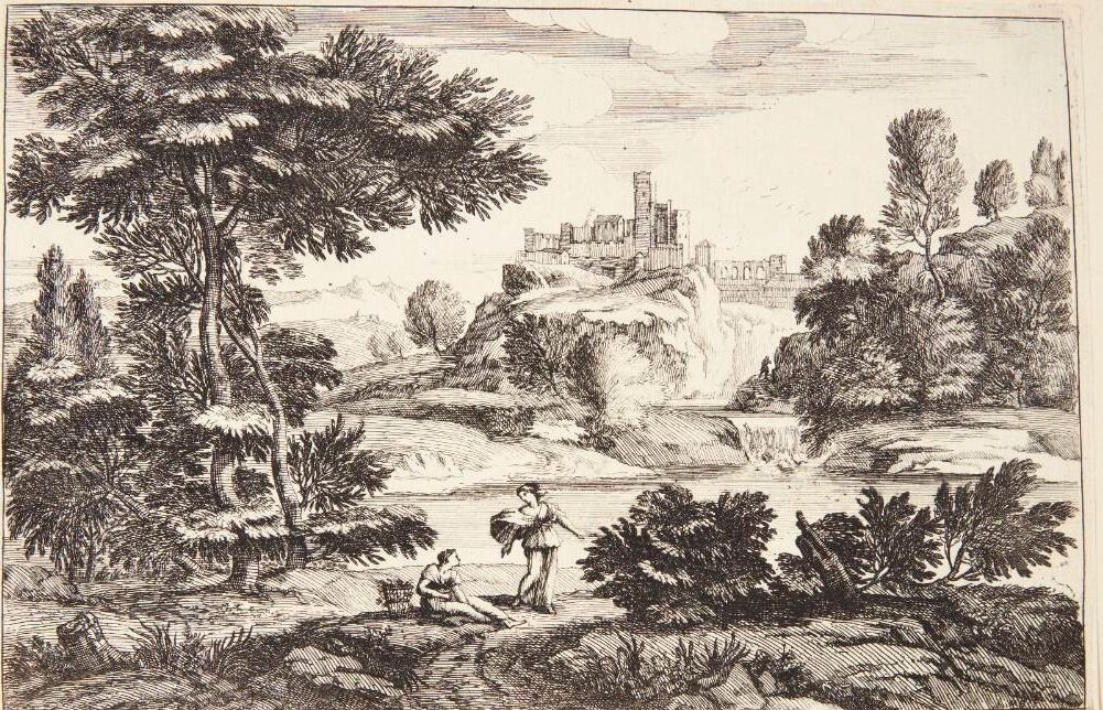 To kvinder ved en flodbred by Adriaen van der Kabel