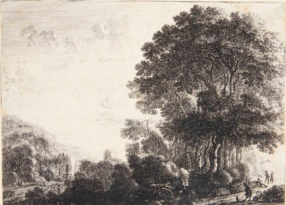 Landskab med en mand og en hund by Gillis Neyts