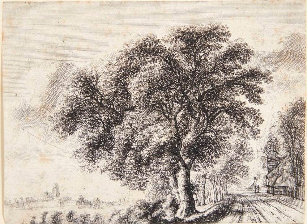 Landevej, i baggrunden Dordrecht by Gillis Neyts