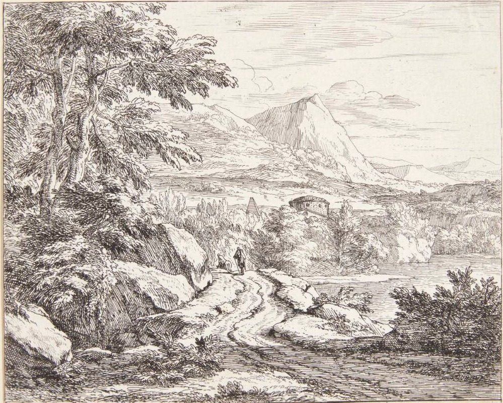 To vejfarende i et bjerglandskab by Abraham Genoels