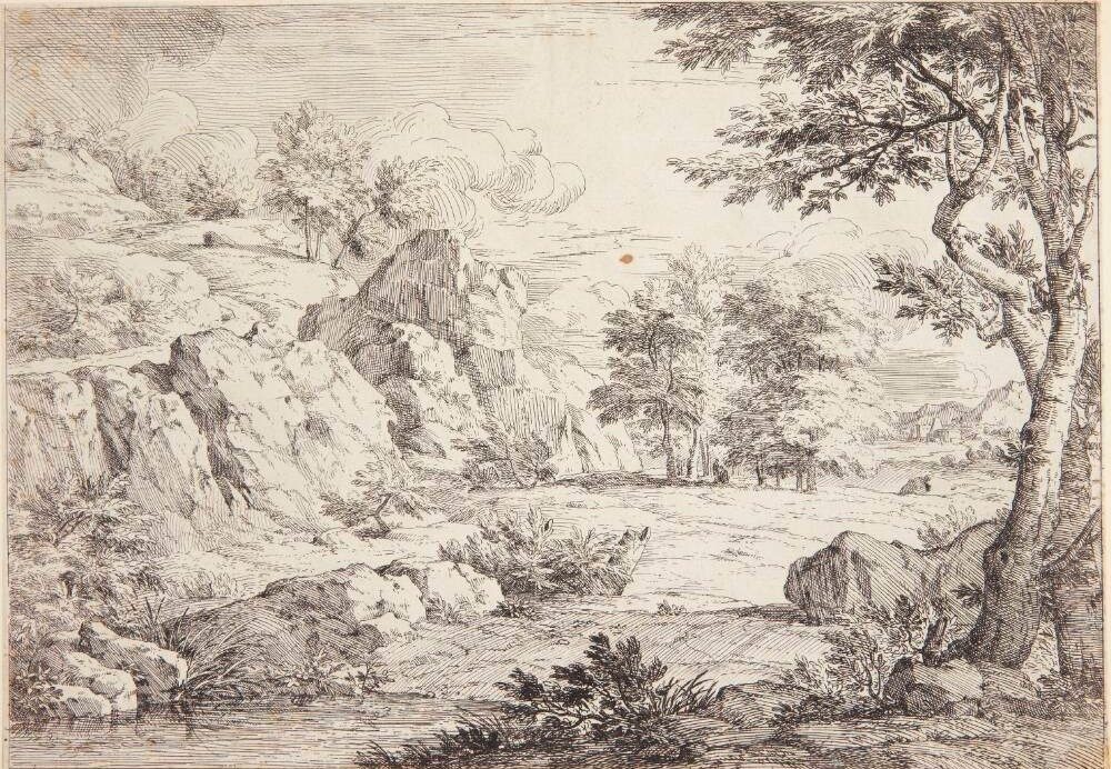 Klippelandskab med en flod by Abraham Genoels