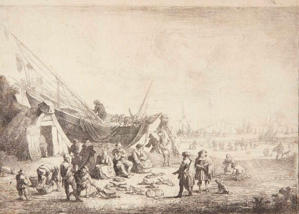 Fiskemarked ved Scheveningen by Pieter Bout