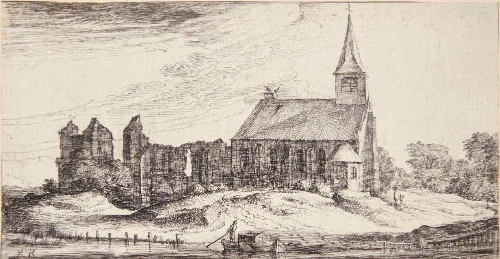 Udsigt mod kirken i Sloten by Geertruyt Roghman