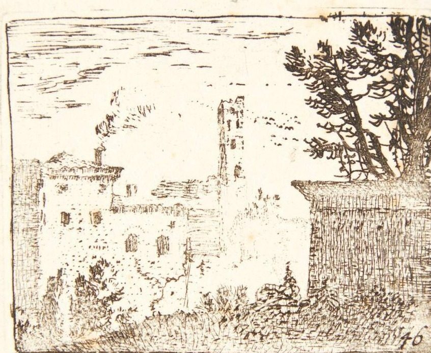 Bygninger med kvadratisk tårn by Karel Du Jardin