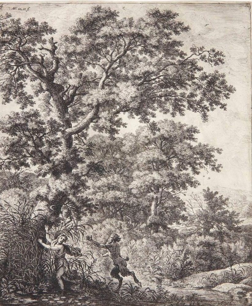 Landskab med Pan og Syrinx by Anthonie Waterloo