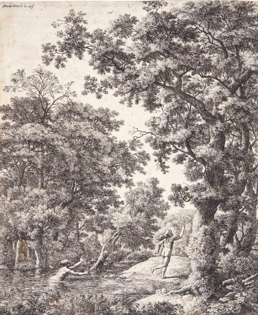 Landskab med Alpheus og Arethusa by Anthonie Waterloo