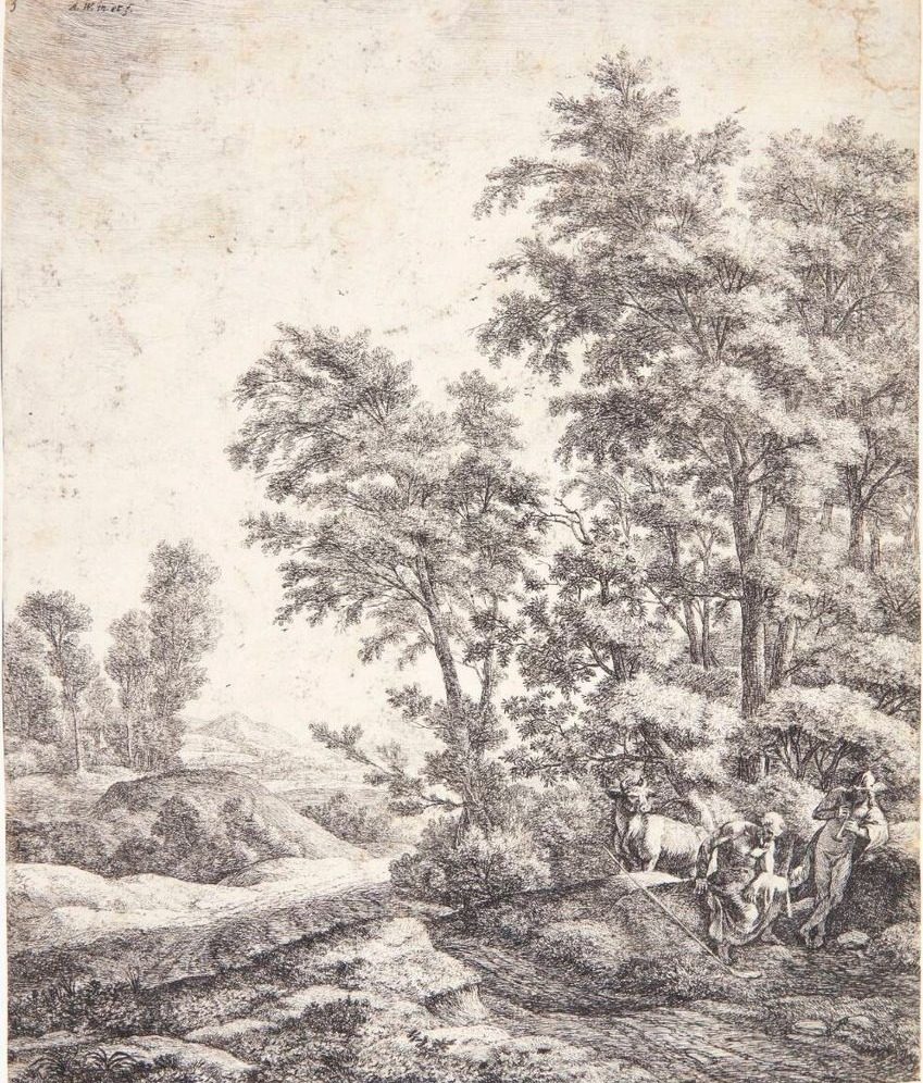 Landskab med Merkur og Argus by Anthonie Waterloo