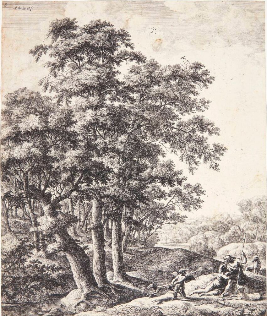 Landskab med Pan og Syrinx by Anthonie Waterloo