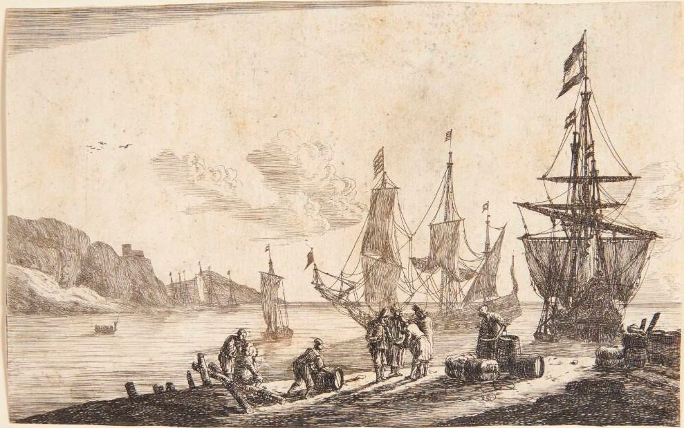 Bugt med sejlskibe by Reinier Zeeman