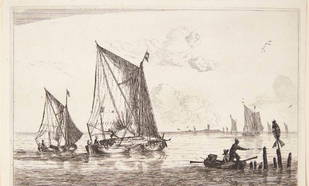 To sejlskibe og en jolle by Reinier Zeeman
