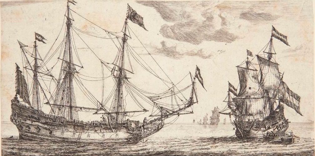 Skibene De Vergulde Dolphyn og De Kat by Reinier Zeeman