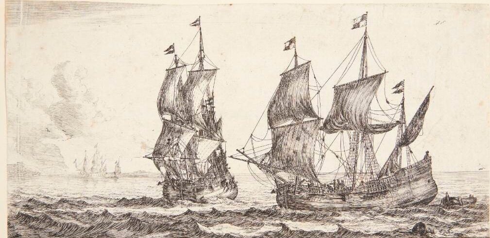 Skibene 't Gele Fortuin og De Liefde by Reinier Zeeman